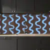 Kronkelende lijnen - Blauw - Bruin - Minimalistisch keuken achterwand 2 middel 871 -sfeer1