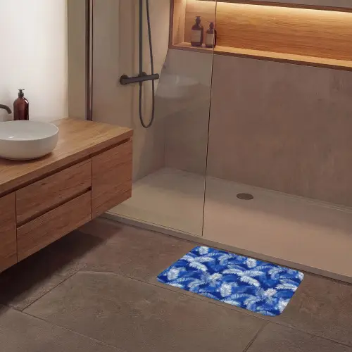 Palmblad - Patroon - Blauw Badmat klein 997 -sfeer2