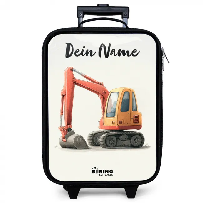 Kinderkoffer mit Name - Bagger - Signiert - Orange