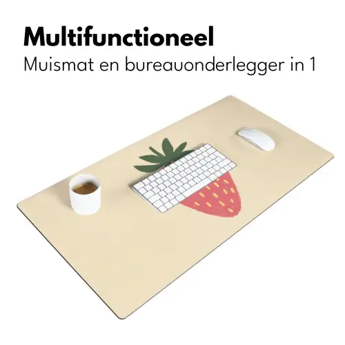 Aardbei - Minimalistisch - Rood - Fruit Muismat XXL klein -sfeer4