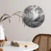 Bos - Hert - Zwart - Wit Wandcirkel kunststof plaat 5mm dik klein -sfeer4