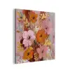 Schilderij - Bloemen - Rustiek - Roze aluminium wit klein -3d