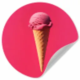 Schepijs - Roze - Hoorntje Wandcirkel behangsticker klein -3d