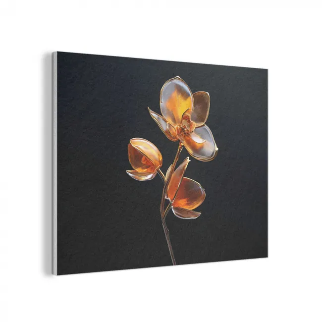 Bloem - Orchidee - Oranje PET vilt klein -3d