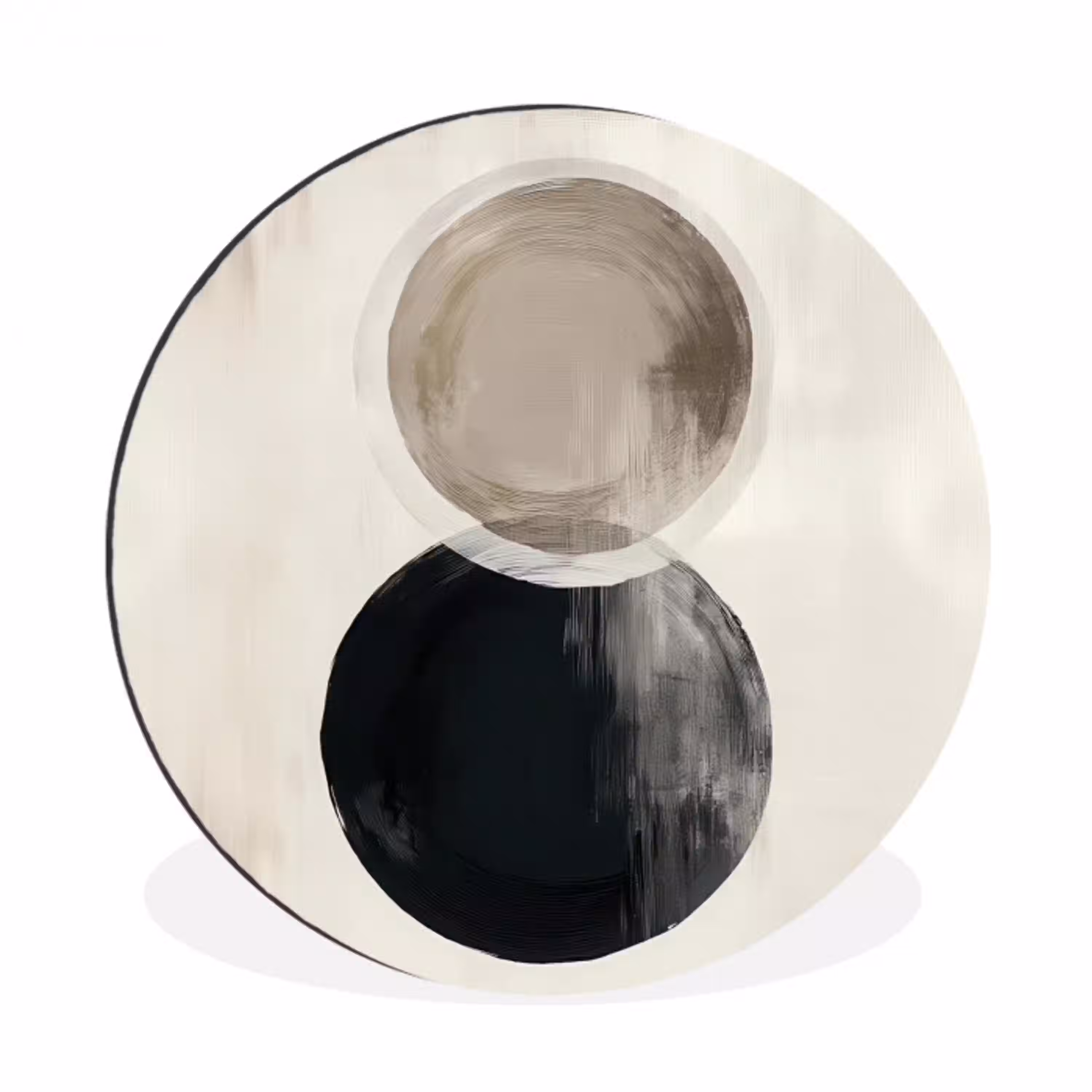Cirkels - Vorm - Beige - Abstract Wandcirkel aluminium klein -3d