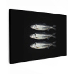 Haring - Vissen - Zwart Tuinposter op houten frame 2 cm dik klein -3d