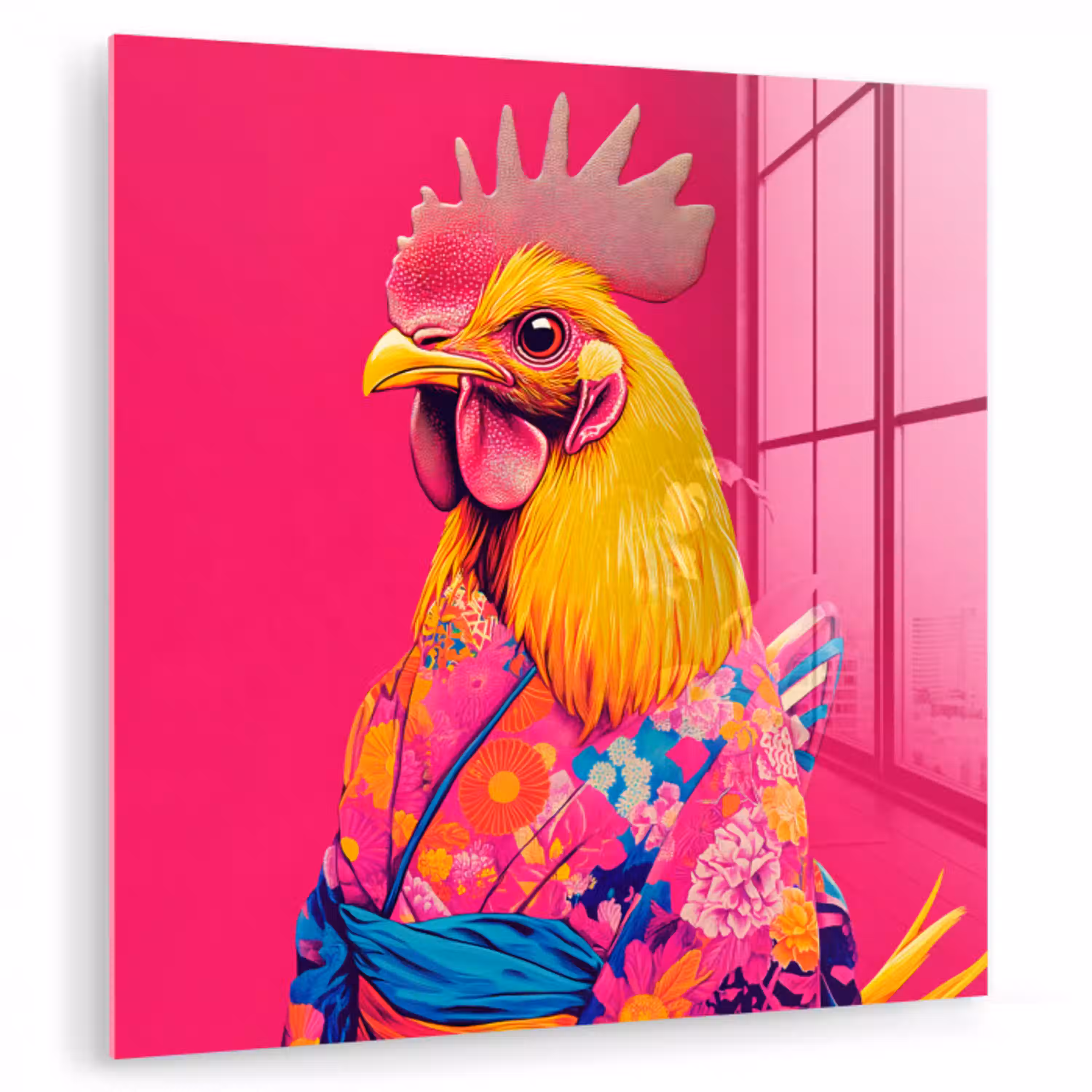 Haan - Kleurrijk - Kimono - Roze plexiglas 5mm klein -zzzproduct_nieuw