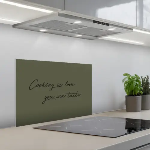 Cooking is love you can taste keuken achterwand spatscherm klein -3d_schuin