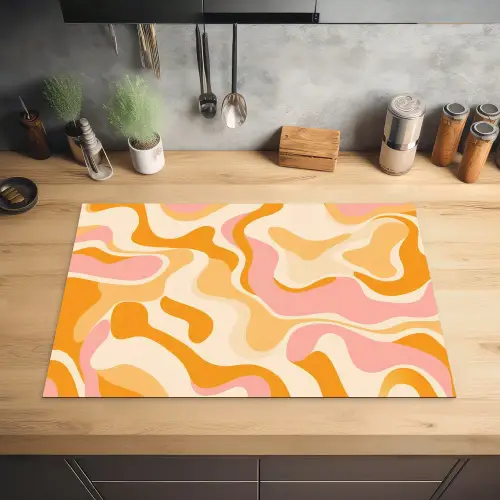 Abstract - Golvend - Oranje Inductie beschermer vinyl 3mm klein -sfeer5