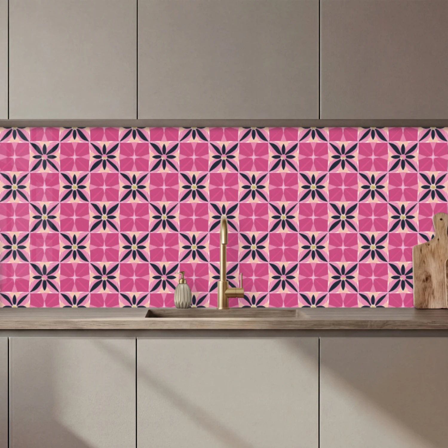 Patroon - Bloemmotief - Meerkleurig keuken achterwand 2 middel 871 zz_3dshopping