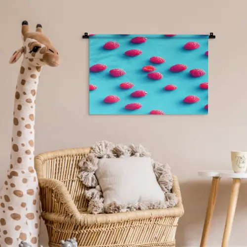 Blauw - Frambozen - Roze Wandkleed katoen klein 269 -wsfeer5_kind