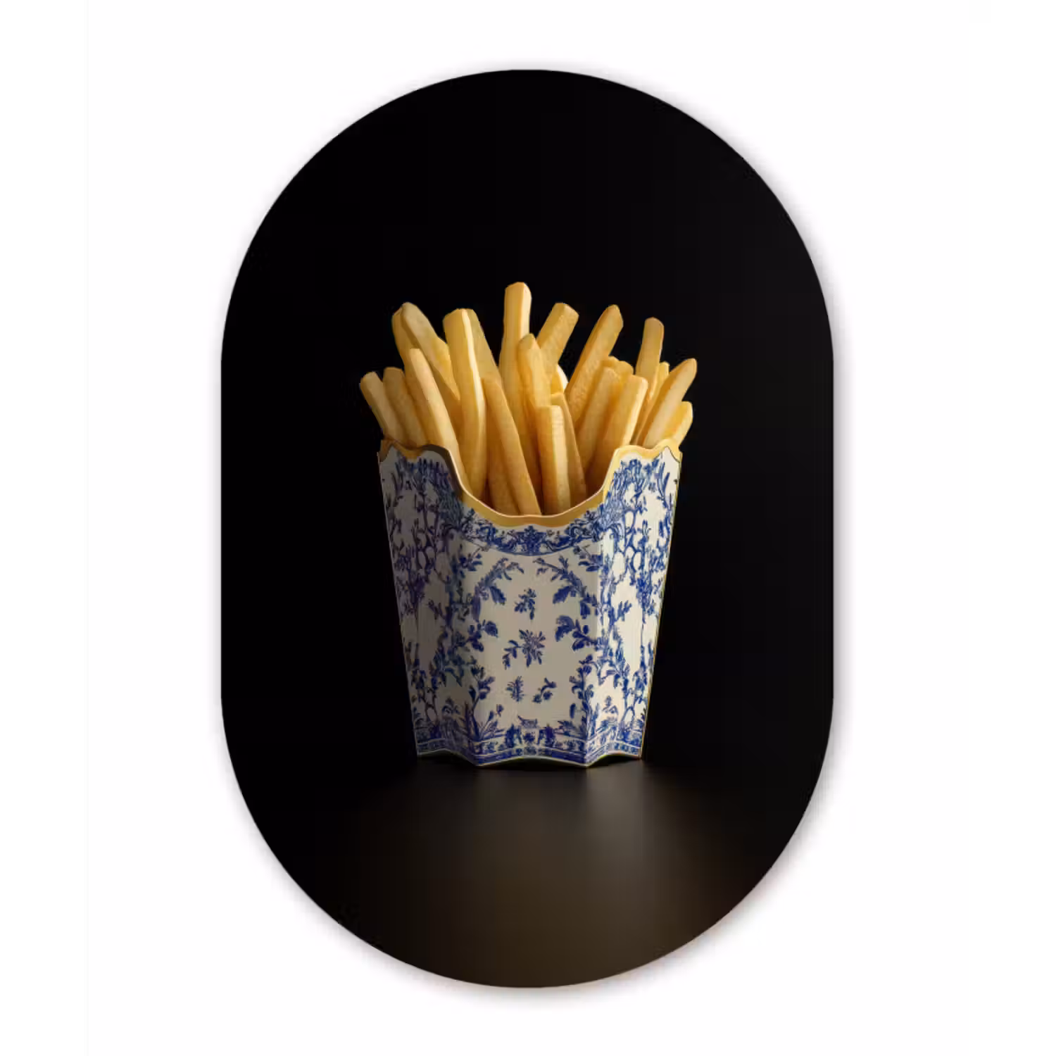 Muurovaal glas - Friet - Porselein - Delfts blauw - Eten