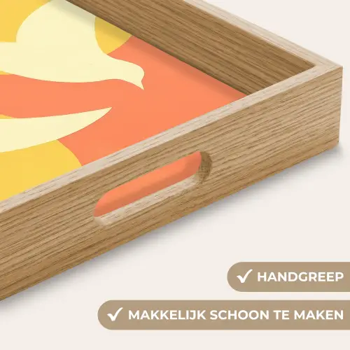 Vogels - Cirkels - Geel Dienblad Rechthoek middel -USP_HandgreepNL