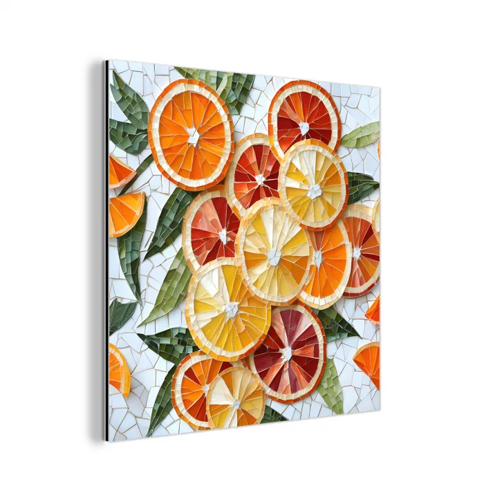 Schijfjes - Fruit - Oranje - Mozaïek aluminium wit klein -3d