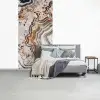 Binnenkant van een geode uit de natuur met groene en oranje kleuren fotobehang vinyl groot -slaapkamer