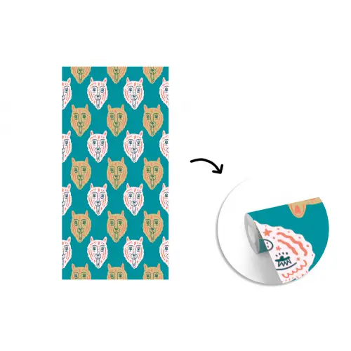 Kattengezichten - Sterren - Turquoise fotobehang vinyl groot 64 -3d