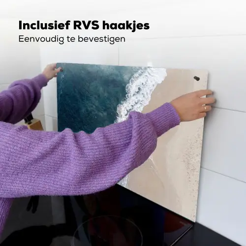 Strand - Zee - Golven Inductie beschemer met haakjes klein -ky-ophangen-nl