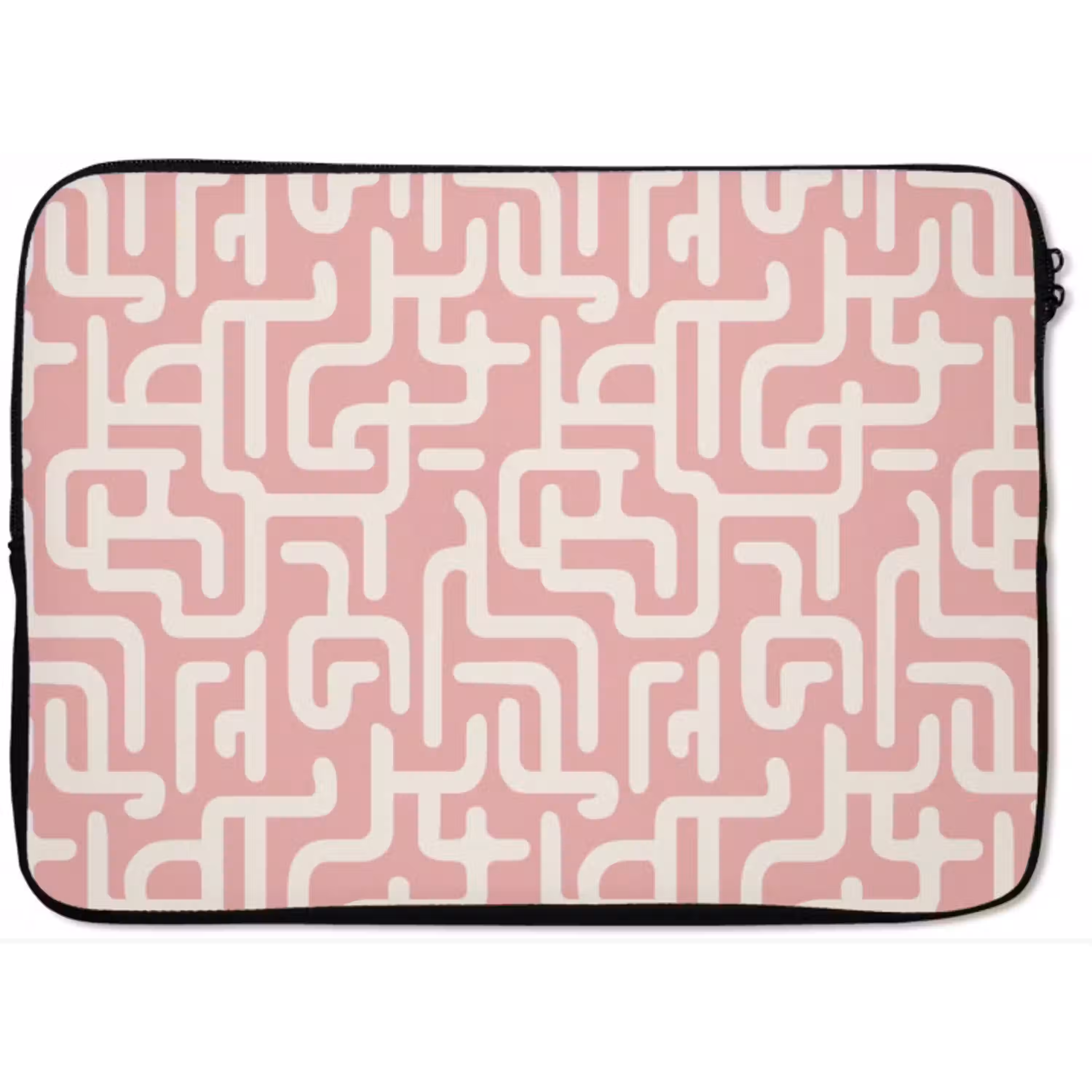 Doolhofpatroon - Roze - Wit - Abstract laptophoes neopreen klein 279 -zkaufland3dotto