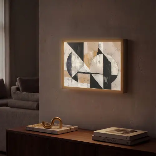 Abstract - Modern - Geometrisch - Pastel Light Box met batterij (Wandlamp) middel -sfeer1