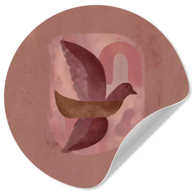 Behangcirkel - Illustratie - Vogels - Abstract - Roze
