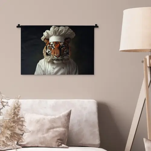 Tijger - Kokskleding - Bruin Wandkleed katoen klein -sfeer4