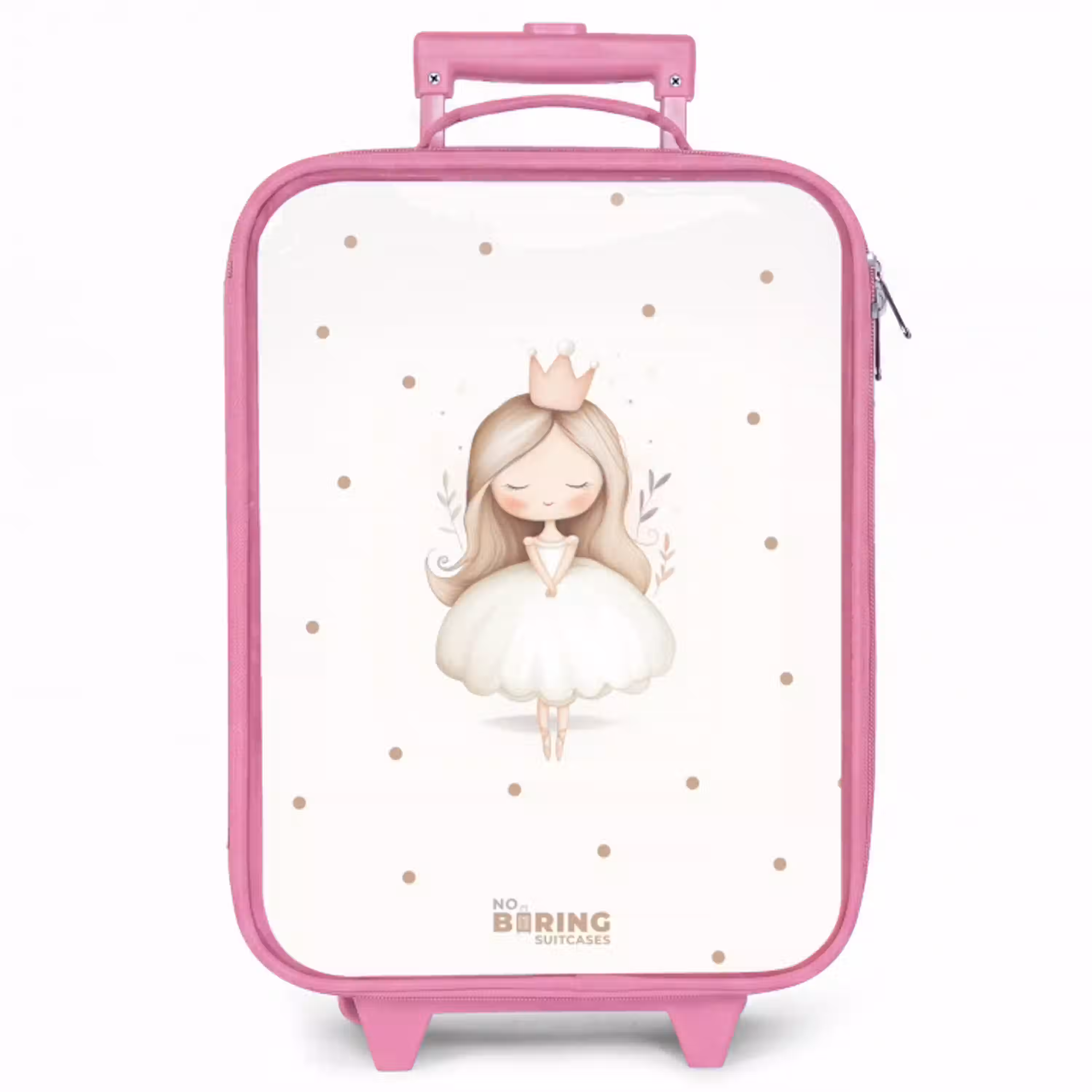 Ballerina prinses tussen beige stippen Kinderkoffer - Roze klein -zzz_website3d