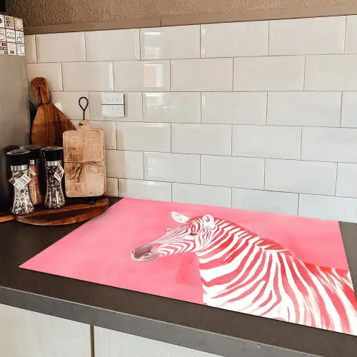 Zebra - Pink - Verf Inductie beschermer vinyl 3mm klein -sfeer3