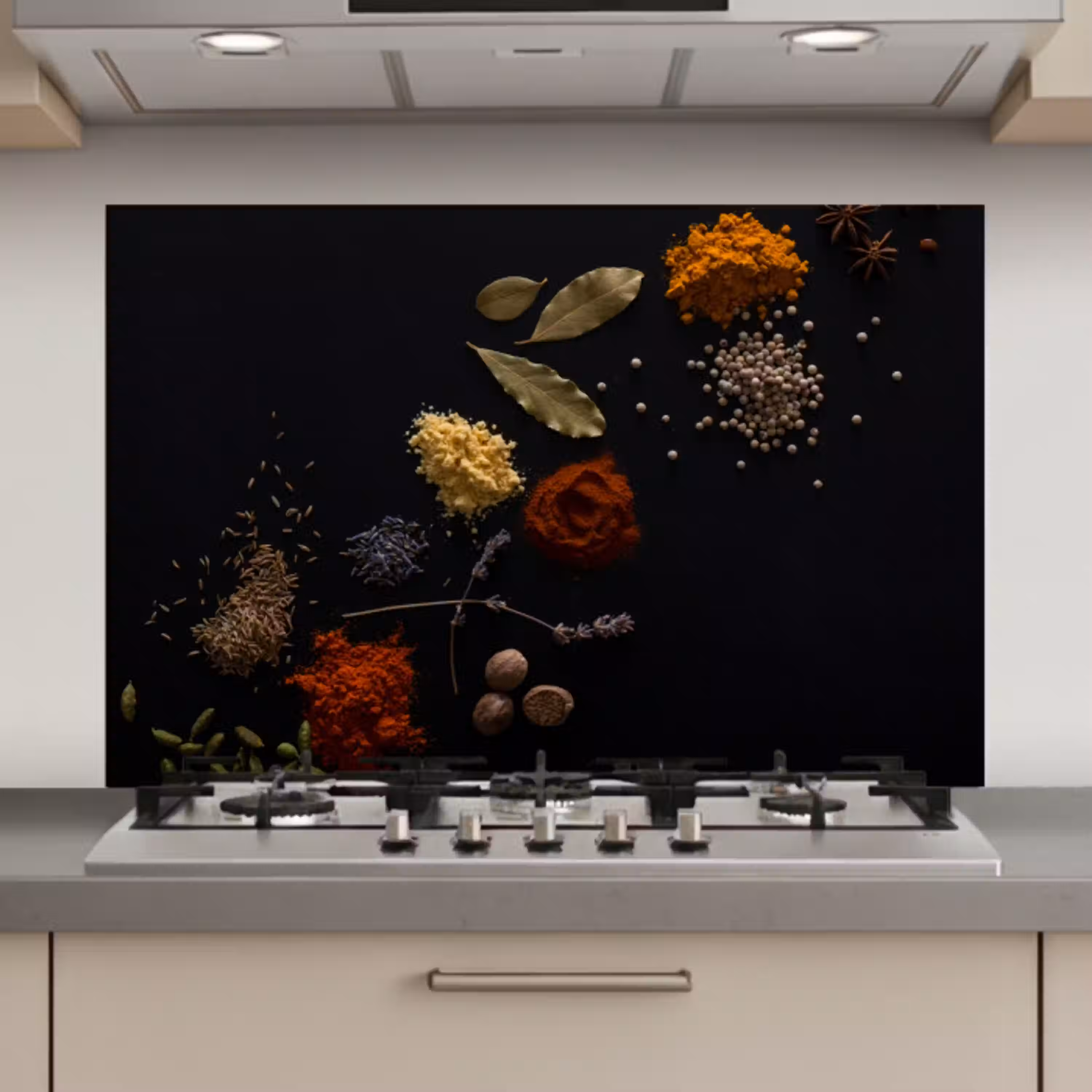 Specerijen - Kruiden - Noten - Lavendel - Zwart keuken achterwand spatscherm klein -3d_website