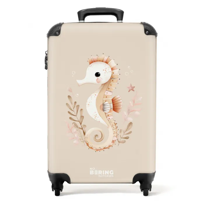 Roze zeepaardje tussen zeeplanten NBS - Handbagage koffer - Volwassenen Unisex middel -productfoto_recht