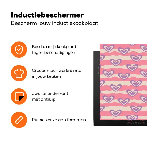 Golven - Patroon - Hartjes - Retro Inductie beschermer vinyl 3mm klein 276 -zzzzzzz-td-ups