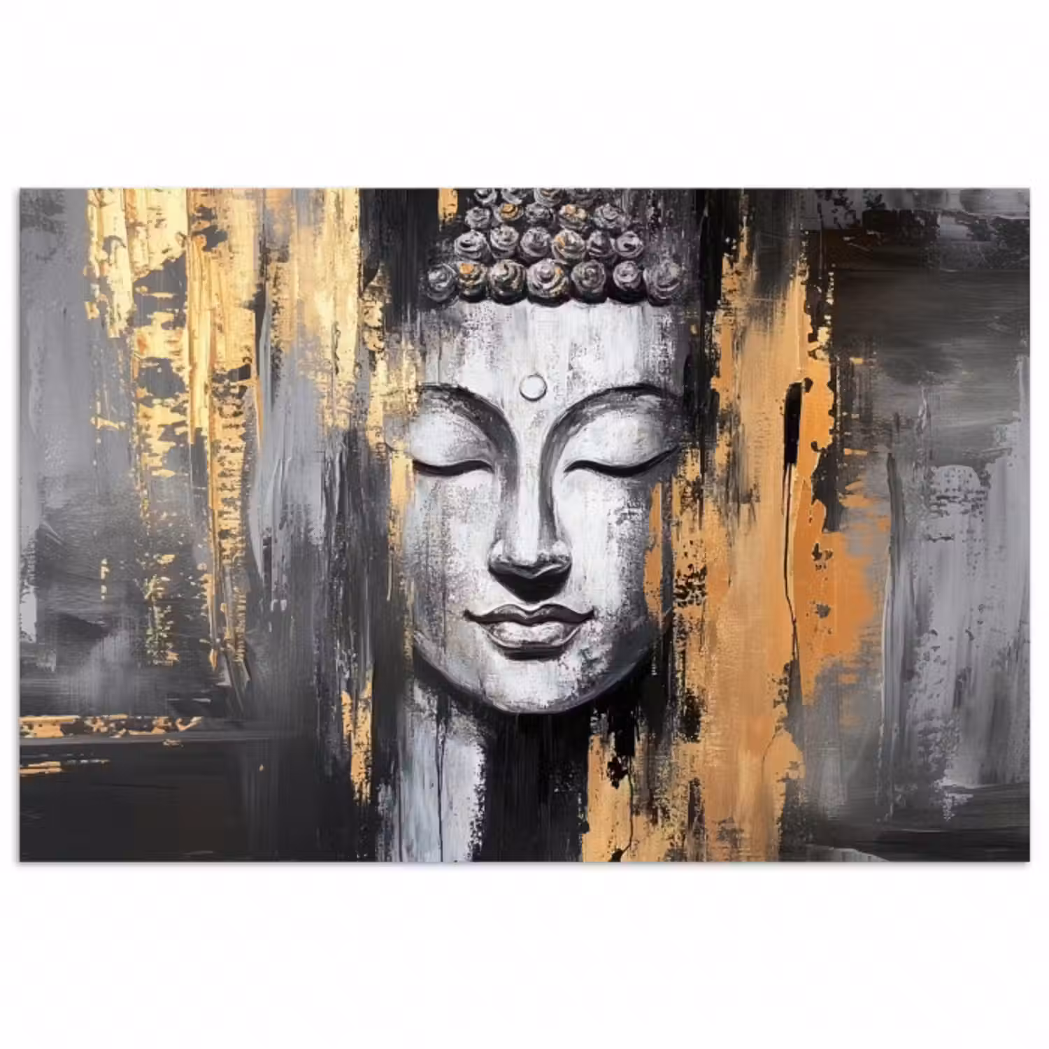 Poster - Buddha - Pinselstriche - Gold - Abstrakt