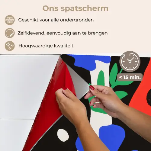 Bloemen - Bladeren - Abstract - Zwart keuken achterwand spatscherm klein -spatscherm_NL