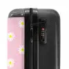 Pastel - Margrieten op licht licht roze achtergrond NBS - Handbagage koffer - Kinderen Unisex middel -slot