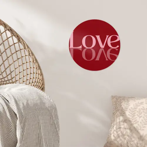 Love - Spiegeling - Rood Wandcirkel behangsticker klein -sfeer4