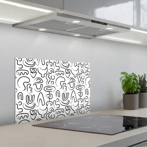 Vormen - Abstract - Zwart - Wit keuken achterwand spatscherm klein 900 -3d_schuin