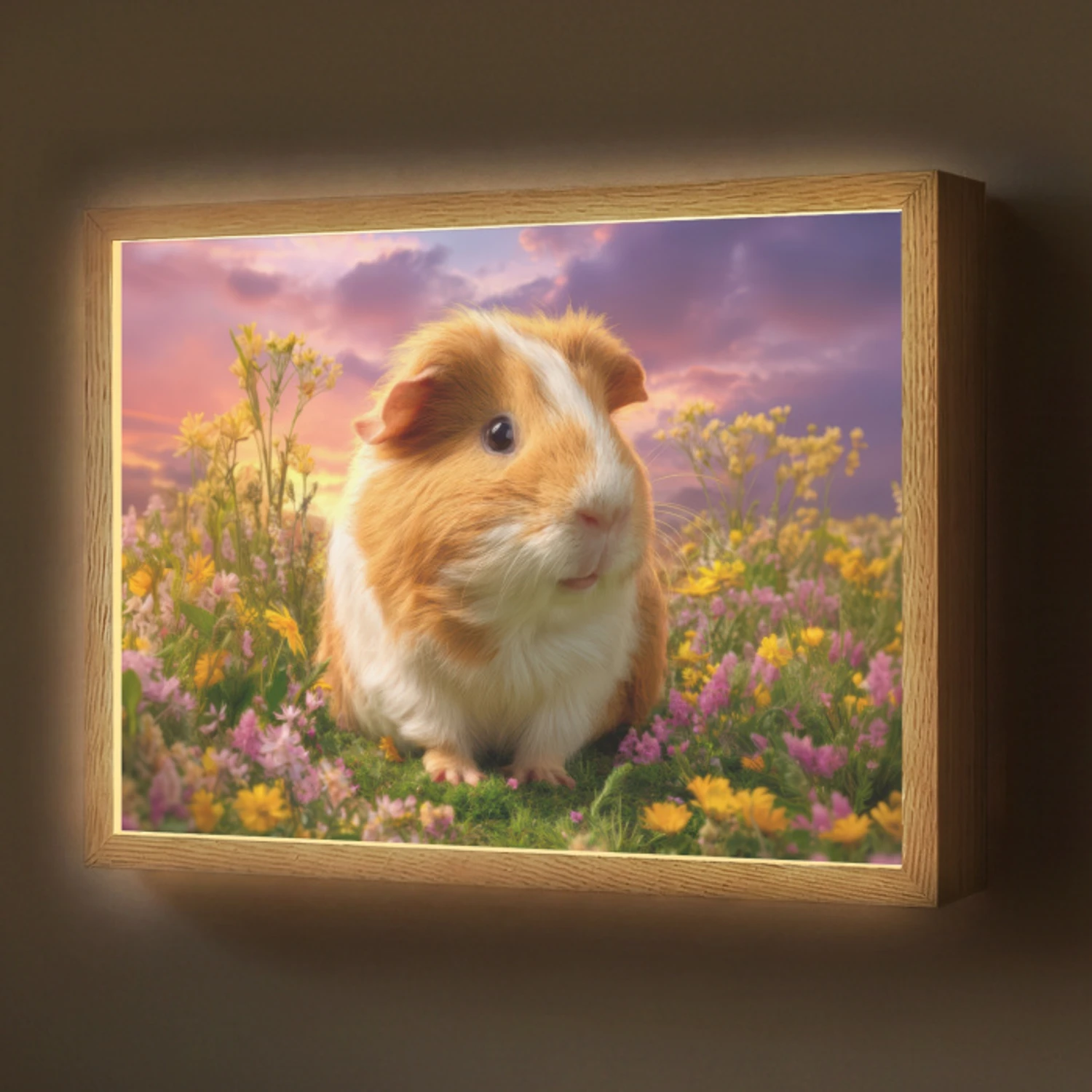 Cavia - Kleurrijk - Bloemen Light Box met batterij (Wandlamp) middel -z3d_website