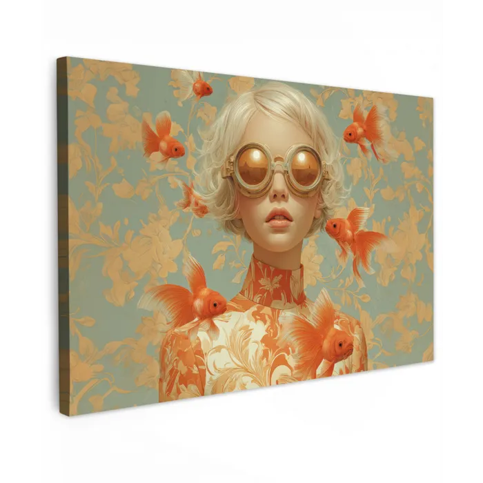 Goudvissen - Oranje - Vrouw - Blond canvas 2cm klein -z3d