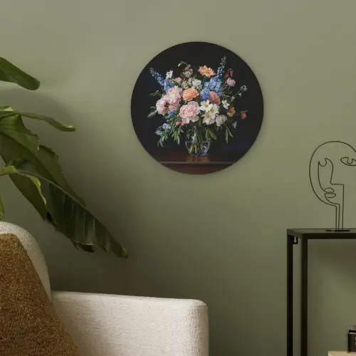 Pastel - Bloemen - Glazen - Vaas Akoestische PET Vilt - Rond klein -sfeer2