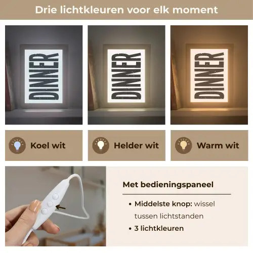 Zwart - Decoratie - Vintage - Eten Light Box met kabel (Wandlamp) klein -USP_lichtkleurNL
