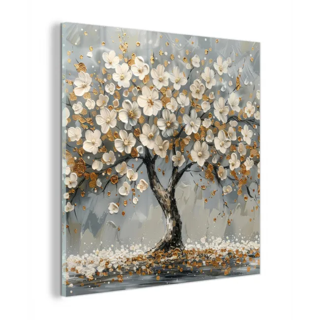 Boom - Bloemen - Wit - Natuur - Kunst plexiglas 5mm klein -z3d