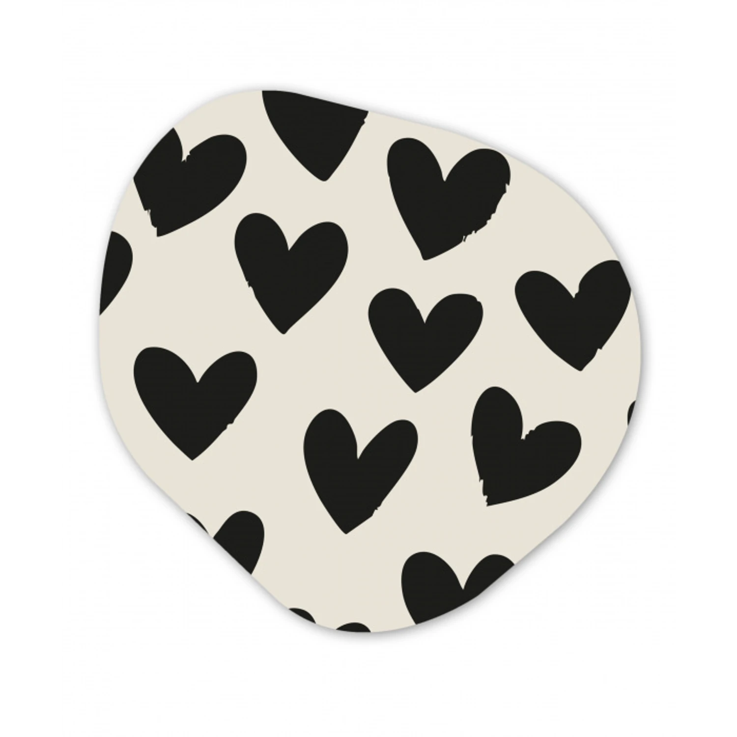 Hartjes - Zwart - Beige Wandcirkel Organisch Plexiglas middel -3d