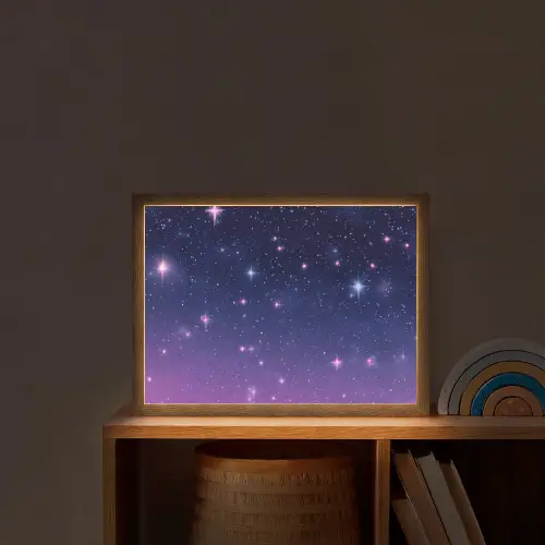 Hemel - Sterren - Blauw Light Box met batterij (Wandlamp kind) middel -sfeer1_kind
