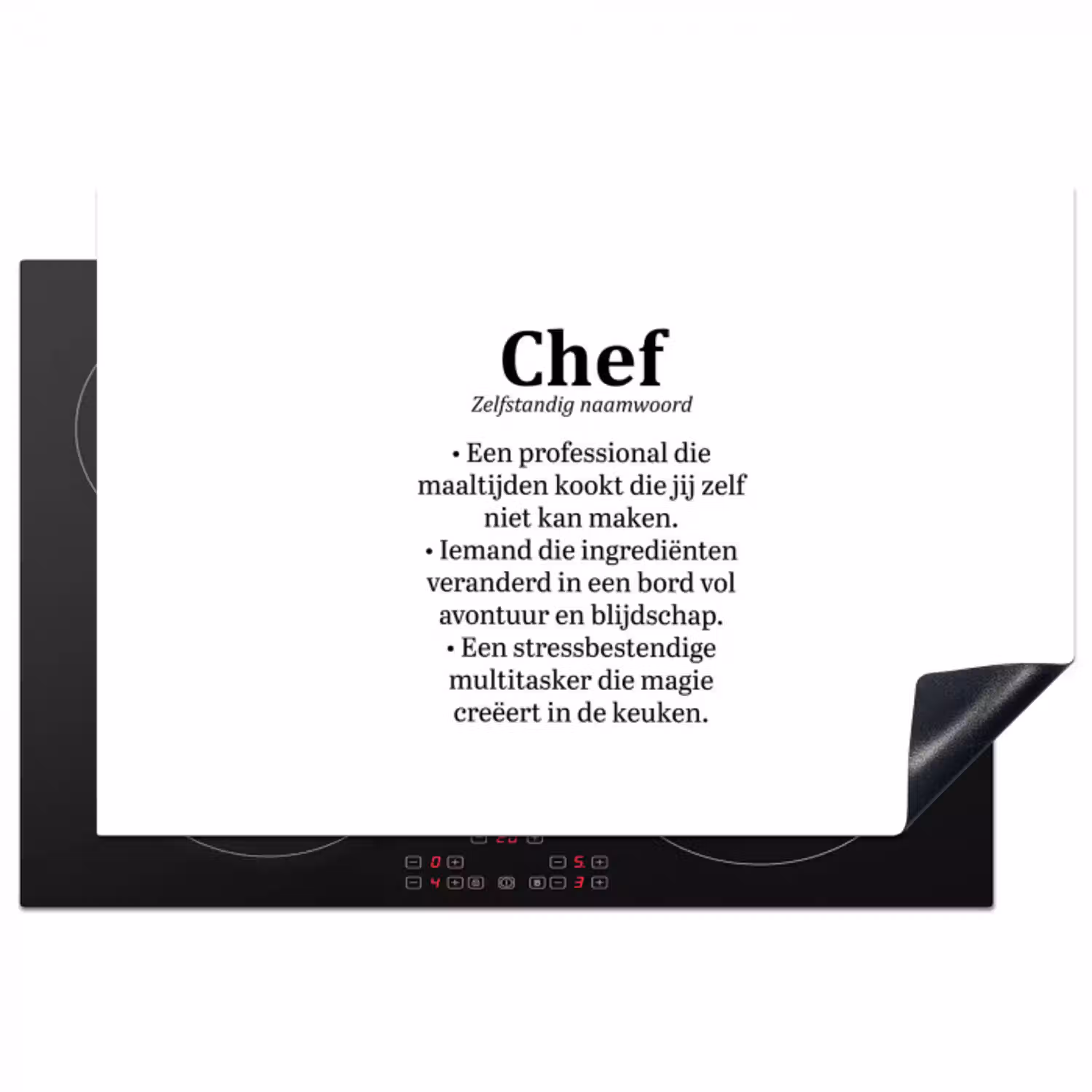 Kok - Definitie - Chef - Koken - Keuken - Spreuken - Woordenboek Inductie beschermer vinyl 3mm klein -3d