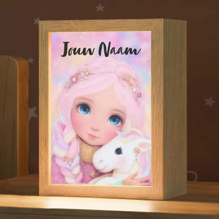 Meisje - Eenhoorn - Roze Light Box met kabel (Kinderlampje) klein -zzz_3d_website