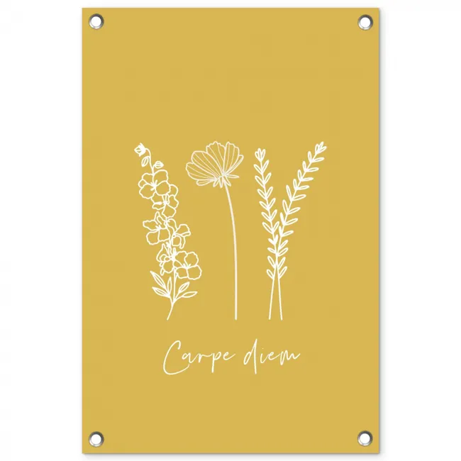 Carpe Diem met Bloemen tuinposter los doek klein -3d