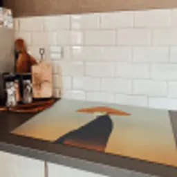Minimalistisch - Silhouet - Oranje Inductie beschermer vinyl 3mm klein -sfeer3