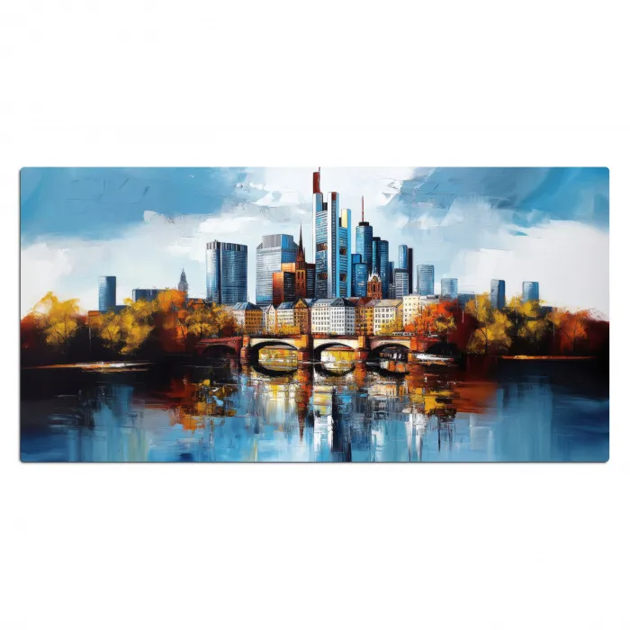 Bomen Frankfurt- Stad - Skyline - Brug Muismat XXL klein -3d_leeg