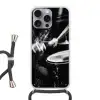 Drummer - Zwart - Drumstel Hoesje iPhone 16 Pro Max met koord klein -3d