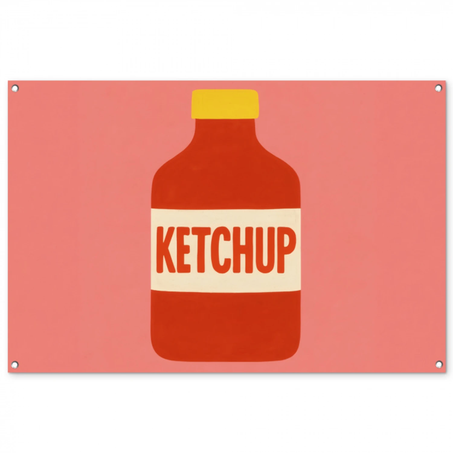 Ketchup - Fles - Rood - Minimalistisch tuinposter los doek groot -3d