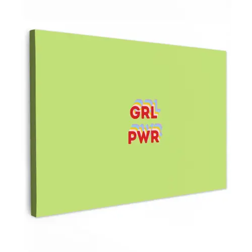 Grl pwr - Groen - Rood - 3D Tuinposter op houten frame 2 cm dik klein -3d